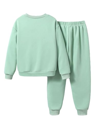 SweatyRocks Boy's 2 Piece Outfits Letter Print Long Sleeve Drop Shoulder Sweatshirt and Sweatpants Set2