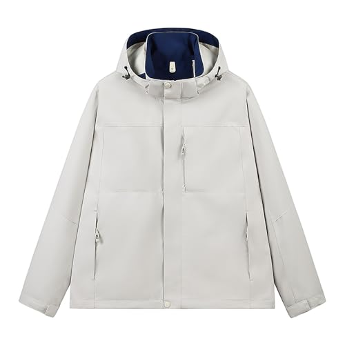 Akklian Windproof Jacket for Men Winter Casual Color Block Hooded Coat Warm Camp Hiking Windbreaker Outwear with Flap Pocket