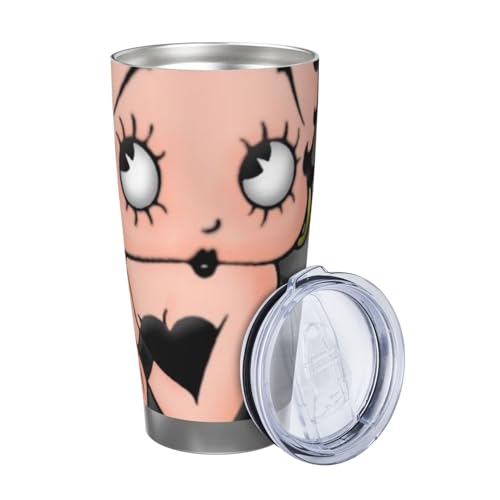 マグカップ ベティちゃん ベティ ブープ(2) コーヒーカップ コンビニカップ 保冷 保温 タンブラー ステンレス製 大容量 真空断熱マグ 蓋付き 持ち運び 直接ドリップ 車用 600ml Straw Three-piece Set