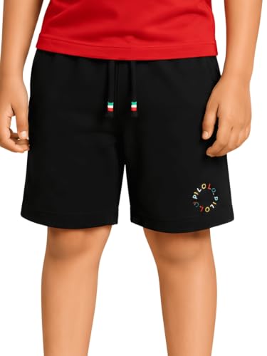 Image of Pilolo Kids Soft Cotton Terry Lycra Adjustable Drawstring Pocket Shorts for Boys