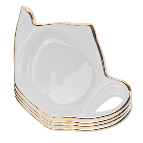 SOLUSTRE Ceramic Tea Bag Coasters Set Tea Bag Holder Teapot Shaped Design Snack Bowl