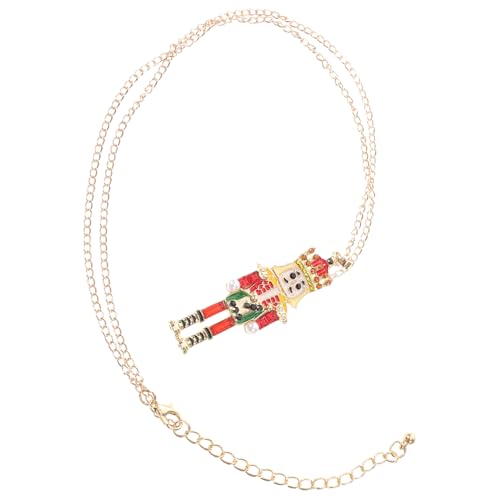 SHINEOFI Collar de Navidad con Colgante de Soldado Aleación Esmaltada con Circonitas Brillantes Joyería Festiva y Celebraciones Navideñas Accesorio Creativo y Elegante