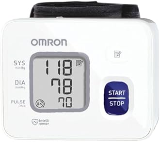 Omron HEM 6161 Fully Automatic Wrist Blood Pressure Monitor with Intellisense Technology, Cuff Wrapping Guide and Irregular Heartbeat Detection for Most Accurate Measurement (White)