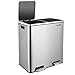 Homfa Dual Step Trash Can, 16 Gallon (60L) Fingerprint Proof Stainless Steel Rubbish Bin, 2 x 30L Classified Recycle Garbage Bin with Plastic Inner Buckets and Hinged Lids, Soft Closure