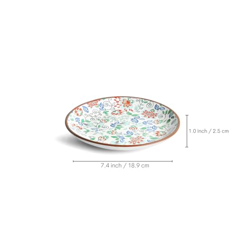 Image of ExclusiveLane 'Spring Garden' Handcrafted Ceramic Quarter Plates Small Side Snack Plates (Set of 6, Microwave Safe, Dishwasher Safe)