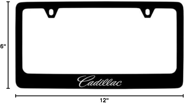 Cadillac Workmark License Plate Frame Holder (2 Hole/Brass, Black/Wide)