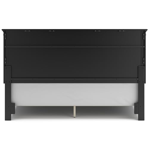 Image of Signature Design by Ashley Lanolee King /Cal King Headboard, Black | Solid hardwood and birch veneer, Bed frame mount, Modern farmhouse style, Master bedroom use, Black painted finish