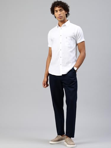Image of Majestic Man Men Slim Fit Pure Cotton Solid Half Sleeve Casual Shirt