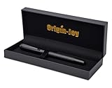 Origin-Joy Luxury Metal Pen Set, Professional Executive Heavy Nice Gift Pen with 3 Rollerball Refills 0.7mm for Men (Black, Capped & V Fluted)