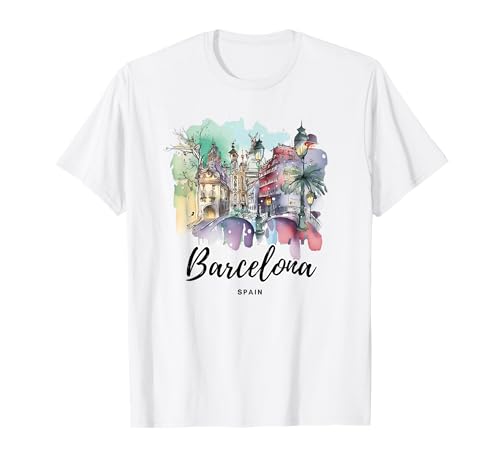 Vintage España Barcelona Ciudad España Souvenir Camiseta