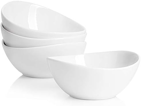 Sweese 101.401 Porcelain Bowls - 10 Ounce for Ice Cream Dessert, Small Side Dishes - Set of 4, White