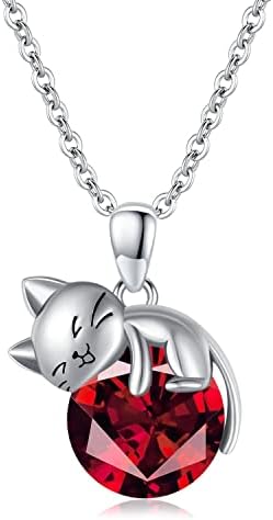 SLIACETE 925 Sterling Silver Cat Necklace for Women Girls Cute Cat Jewelry Gifts for Cat Lovers