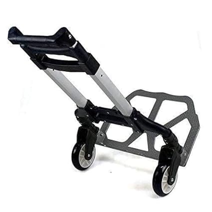 Foldable Hand Truck Trolley Cart 80 KG Capacity | Aluminium Alloy Folding Luggage Trolley with Telescopic Handle & Smooth Wheels | Portable Utility Dolly Cart for Travel, Shopping, Office & Warehouse-image-7
