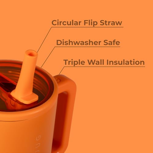 Image of HydroJug Traveler - 32 oz Water Bottle with Handle & Flip Straw - Fits in Cup Holder, Leak Resistant Tumbler-Reusable Insulated Stainless Steel & Rubber Base - Gifts for Women & Men, Tangerine