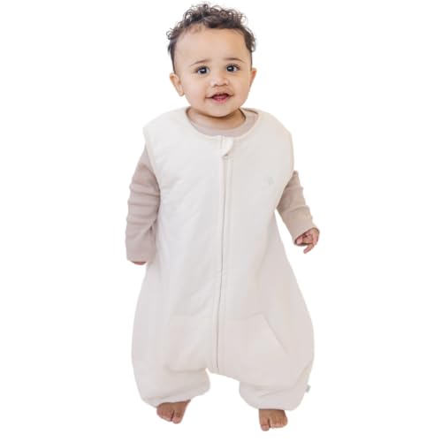 Image of Tealbee Dreamsuit Toddler Sleep Sack with Feet - Walker Sleep Bag with Legs, Rayon made from Bamboo, All Season 1.2 TOG, 2-Way Zipper, 12m-2T - Undyed