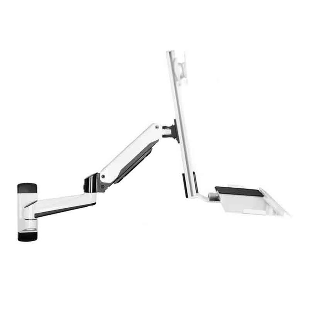 Aioneer Monitor Arm Dual Section Arm Single Screen With Engineered Tray Wall Mount Monitor Stand For 15-27 Inch Screens Monitor Mount Arm
