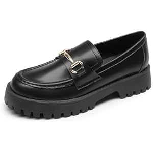 DREAM PAIRS Loafers for Women Platform Chunky Penny Loafer Slip On Casual Dressy Business Shoes with Arch Support 7 Black-pu