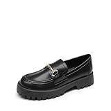 DREAM PAIRS Loafers for Women Platform Chunky Penny Loafer Slip On Casual Dressy Business Shoes with Arch Support,Size 8,Black-Pu,DWUMLS2531