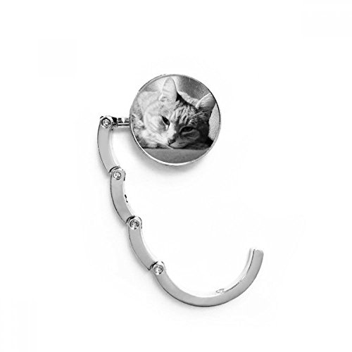 Gancho plegable del bolso de colgar para escritorio con imagen de gato gris de DIYthinker