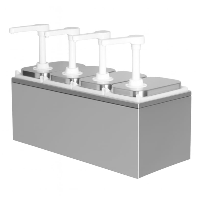 Distributeur de Sauce Professionnel – 4 Pompes – 4 × 2 L – Inox & Plastique – Modèle 4 Têtes