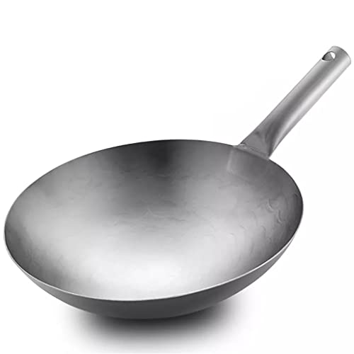 Sartén de titanio puro Wok antiadherente sartén sin recubrimiento Olla de cocina para el hogar estufa de gas ligera aplicable no oxidado Wok (A, 32 cm)