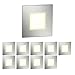 Produktbild ledscom.de 10 Stück LED Treppenlicht/Wandeinbauleuchte FEX für innen und außen, eckig, edelstahl, 85 x 85mm, warmweiß