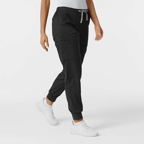Image of Wink W123 Women's Flex-n-Reach Track Scrub Pant, Black, Large Petite