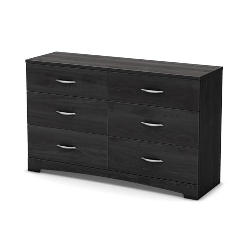 South Shore Step One, Contemporary, Clothing Storage, Six, Bedroom, Dresser Chest of Drawers, 58.7x19.65x6.5 inches, Gray Oak