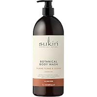 Sukin Ylang Ylang & Cedar Body Wash 1L, Natural Soap-Free Cleanser with Aloe Vera & Jojoba Oil, Hydrating Formula, Australian Made & Owned, Vegan, Cruelty-Free