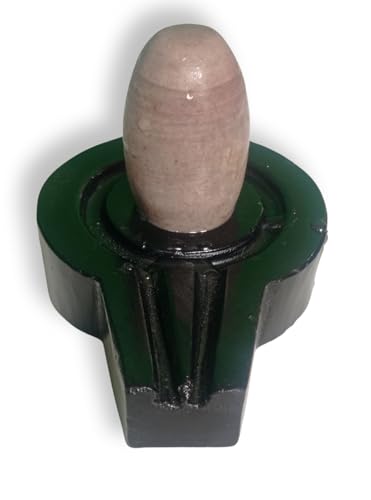 Image of Narmadeshwar Narmada Stone Shivling, Natural Kailashadhipati Shivling & Jaladhari, Kamalhasth. (2inch Shivling & 4inch Plate Jaladhari)