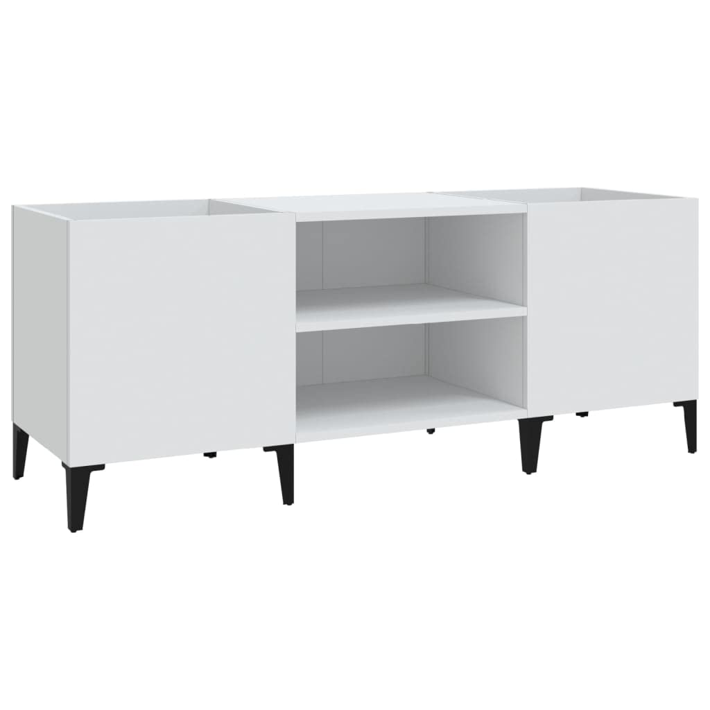 Tidyard Mueble para Discos Estanteria CDs,Mueble Tocadiscos,Mueble para Discos,Mueble para Vinilos,Madera contrachapada Blanco 121x38x48 cm