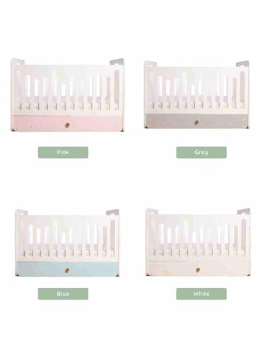Image of Waddle & Roo The Treasure Baby Cot with Storage Drawer and Mattress | Wooden Crib for Nursery | Non-Toxic Painted HDF | Underbed Compartment | Size 120 x 60 x 75 cm | White