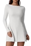 QINSEN Vestido deportivo para mujer, cuello barco, forma de U, espalda abierta, vestido de tenis, secado rápido, vestido...