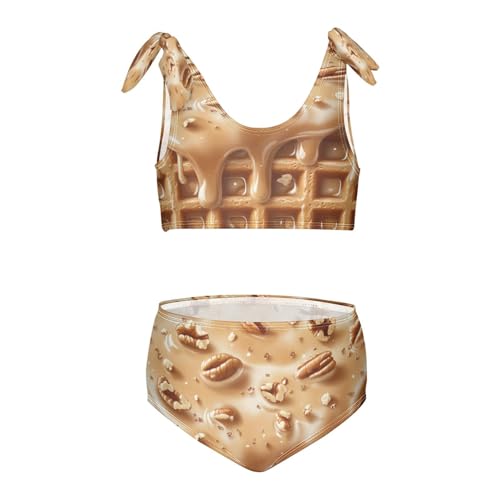 Milk Caramel Toasted Pecans Ice Cream Girls Tankini Swimsuit Kids Bikini Sets 2 Pcs Bathing Suit 3T