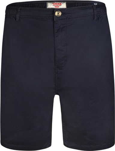 D555 Mens Aries Big Tall Elastic Waist Strech Chino Shorts - 4XL Navy