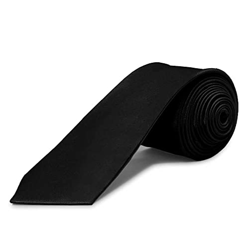 OcioDual Cravate Hommes Mode Couleur Noir Unie Satin Habillé Mariage Décontracté Cravate 100% Polyester Cover