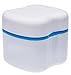 Denture Case,Denture Brush Retainer Case,Denture Cups Bath,Dentures Container with Basket Denture Holder for Travel,Retainer Cleaning Case (Blue)