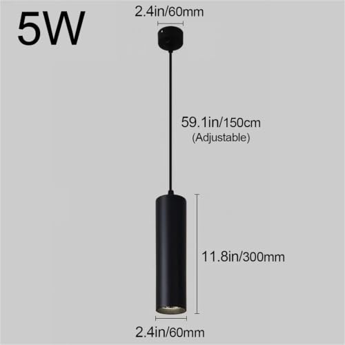 Lámpara colgante moderna negra de cilindro y foco de tubo largo minimalista 7