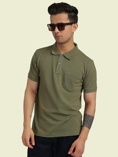 Image of Rupa Bumchums Men Super Combed Cotton Solid Half Sleeve Club Collar Polo Regular Fit T-Shirt with Chest Pocket