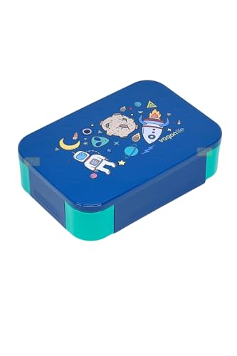 Bento 900 ml Lunchbox Tek Katlı 2 Bölmeli PP Plastik Çocuk Sefer Tası Yemek Kutusu (Lacivert)