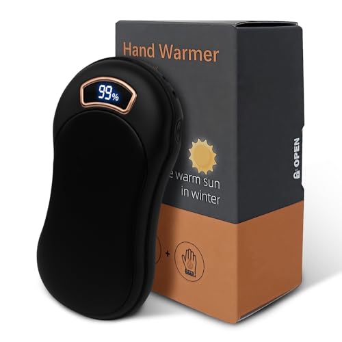 Electric Hand Warmer Rechargeable Black 1 Pack 8000mAh Portable Reusable Hot Hand Warmers Cold Winter Hunting Camping Golf Gear Accessories Parents Friends Gifts for Christmas