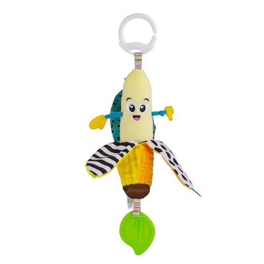 LAMAZE Bea the Banana, clipe no carrinho e carrinho de bebé recém-nascido, brinquedo sensorial para bebés com cores e sons