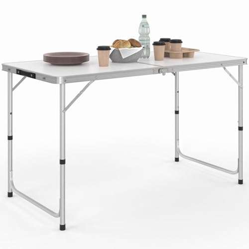 IDMarket - Table de Camping Pliante réglable en Hauteur 120 cm
