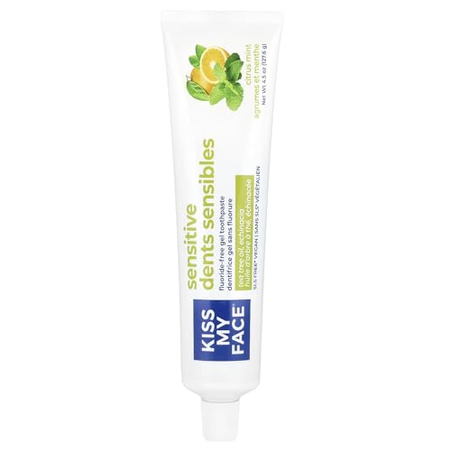 Kiss My Face Sensitive Citrus Mint Gel Toothpaste, Reduces Sensitivity, Removes Plaque And Prevents Tartar, With Added Tea Tree Oil, Aloe, And Echinacea, No Artificial Colors Or Flavors, 4.5 Oz