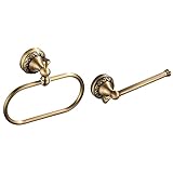WOLIBEER Brass Toilet Paper Holder,Antique Towel Ring Oval Hand Towel Holder Hanger Tissue Roll Bath
