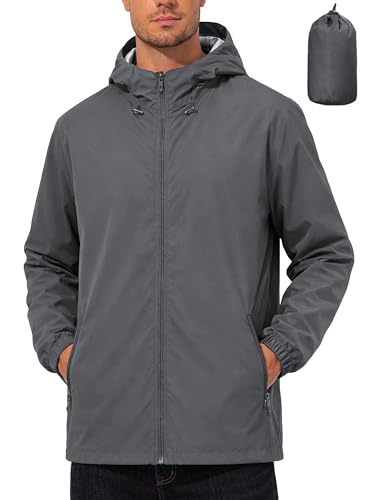 Image of UIQUR Mens Raincoat Waterproof Rain Jacket