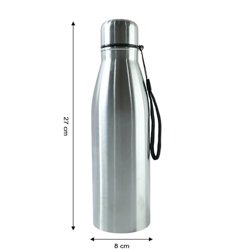 Image of Stainless Steel Water Bottle 1 Litre,single wall Water Bottle, Insulated Bottle for Office, Gym, Travel & School, Silver (SILVER, 1, litres)