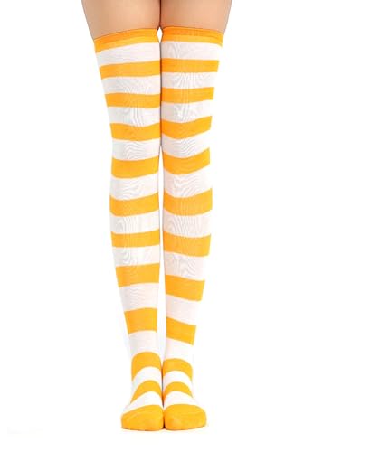 Image of Womens Thigh High Socks Athletic Stripe Cute Colorful Over the Knee High Sock Colorful Long Tube Sock