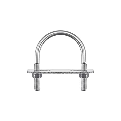 Image of uxcell Round U-Bolts, 2 Sets 58mm(2.28 inch) Inner Width 84mm Length M8 304 Stainless Steel U Clamp Bolt with Nuts Washers and Plates, for Boat Trailer