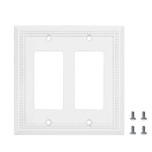 Image of Henne Bery Sunken Pearls Heavy Duty Decorative Wall Plate Switch Plate Outlet Cover (Double Decorator, White)